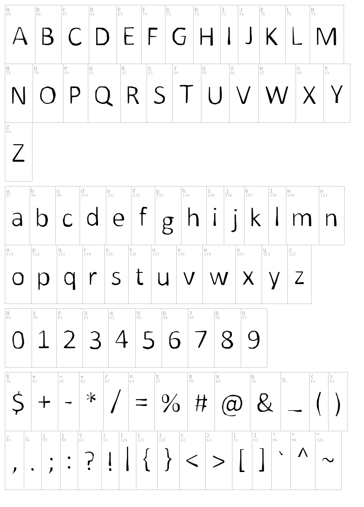 Before Time font map